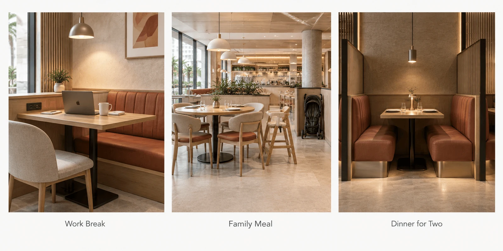 cafe interior design planned for a work break a family meal and dinner for two