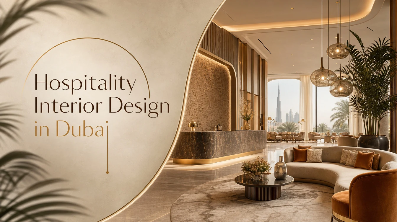 hospitality interior design dubai hotel lobby with curved seating and warm lighting